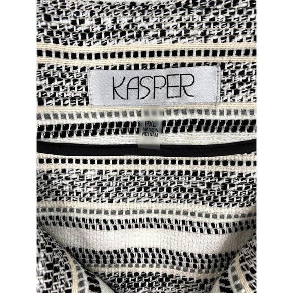 Kasper Blazer Jacket XL Petite Black White Open - Picture 7 of 8
